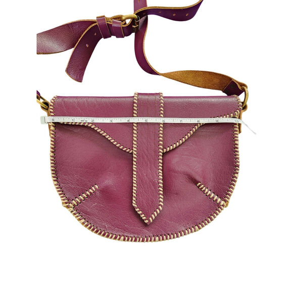 Handmade Purple Funky Faux Leather Western Boho Buckle Shoulder Purse - Picture 6 of 9